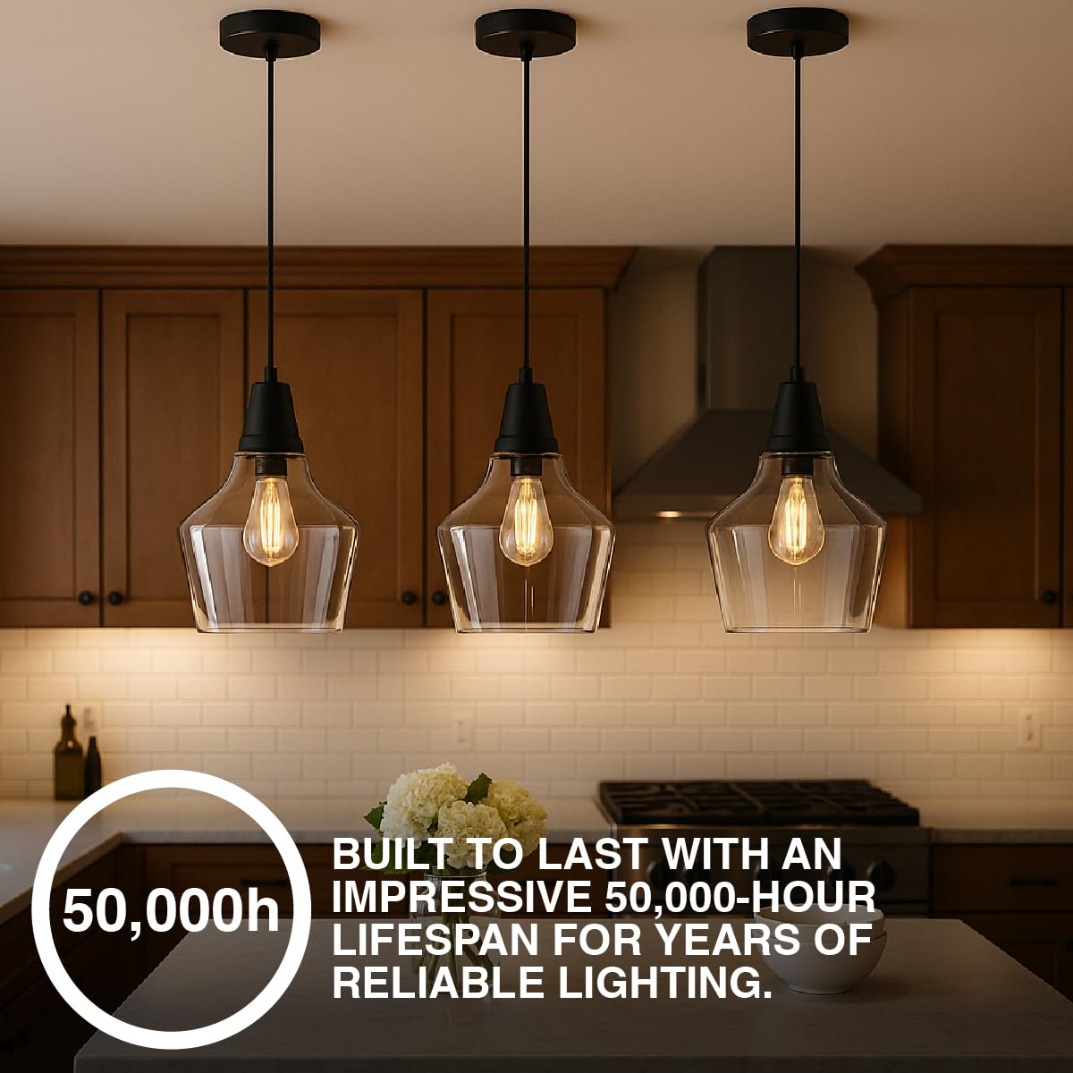 LEDVANCE Sylvania 9" Pendant Light Fixture with Clear Glass Shade, Adjustable Height, Hardwire/Accessories Included, Metal/Black Matte - 1 Pack (64095) - Image 7