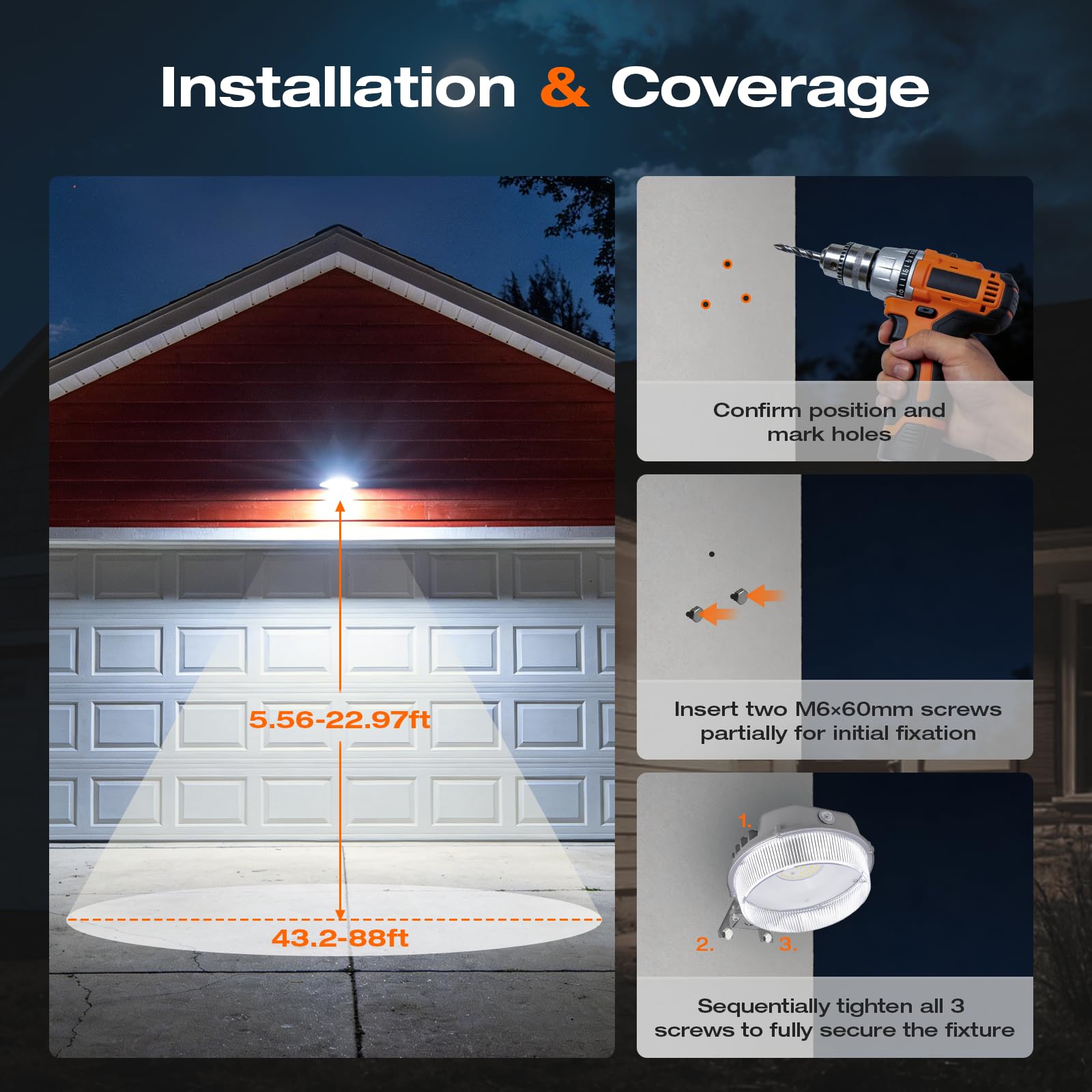 Sylvania 40W Outdoor LED Barn Light, 4200 LMS, 50,000 Hrs, 80 CRI, Dusk to Dawn with Photocell, Wet Rated, FCC/CEC, 5000K - 1 Pack (67984) - Image 6