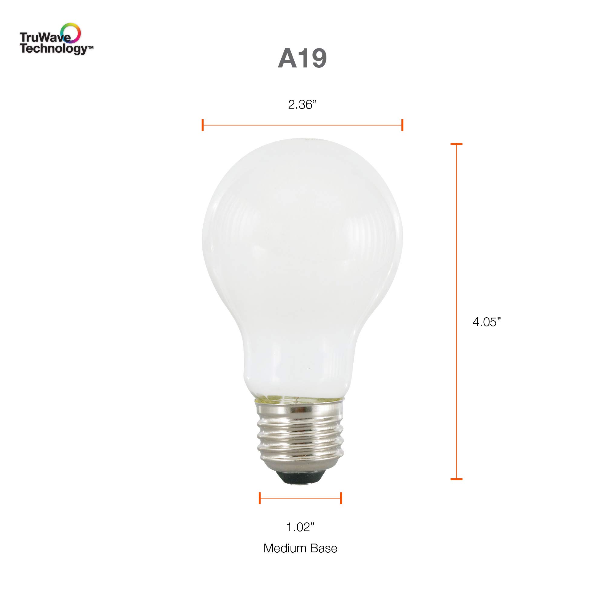 LEDVANCE Sylvania LED TruWave Natural Series A19 Light Bulb, 60W Equivalent, Efficient 8W, 800 Lumens, Medium Base, Dimmable, Frosted, 2700K, Soft White - 16 Pack (40812) - Image 6