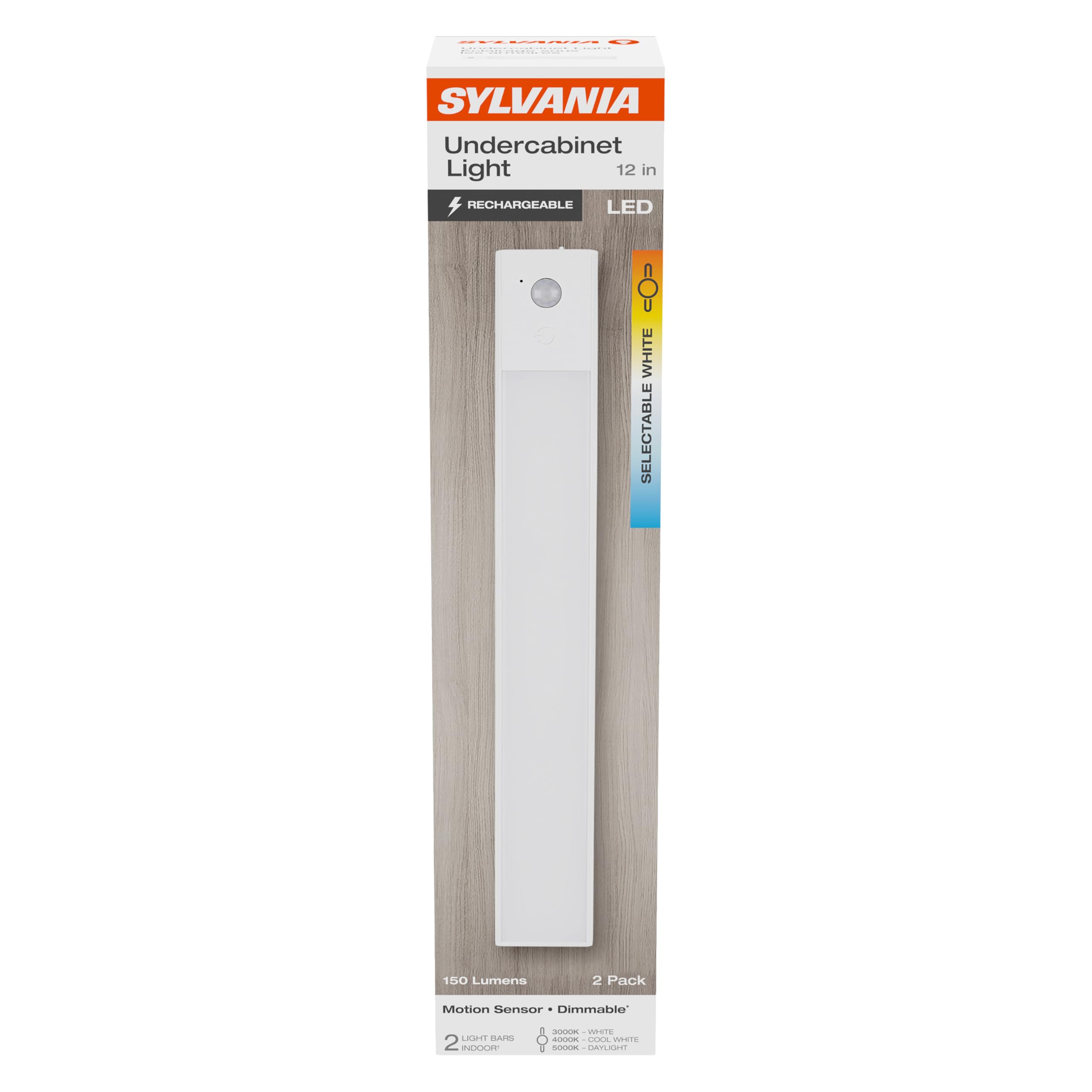 SYLVANIA 12" Under Cabinet Lighting with 2200mAh Rechargeable Battery, LED Motion Sensor, 3 Color Selectable (3000K-5000K), Closet Light/Undercounter Kitchen Light, Magnetic, Dimmable - 2 Pack (66513) - Image 7