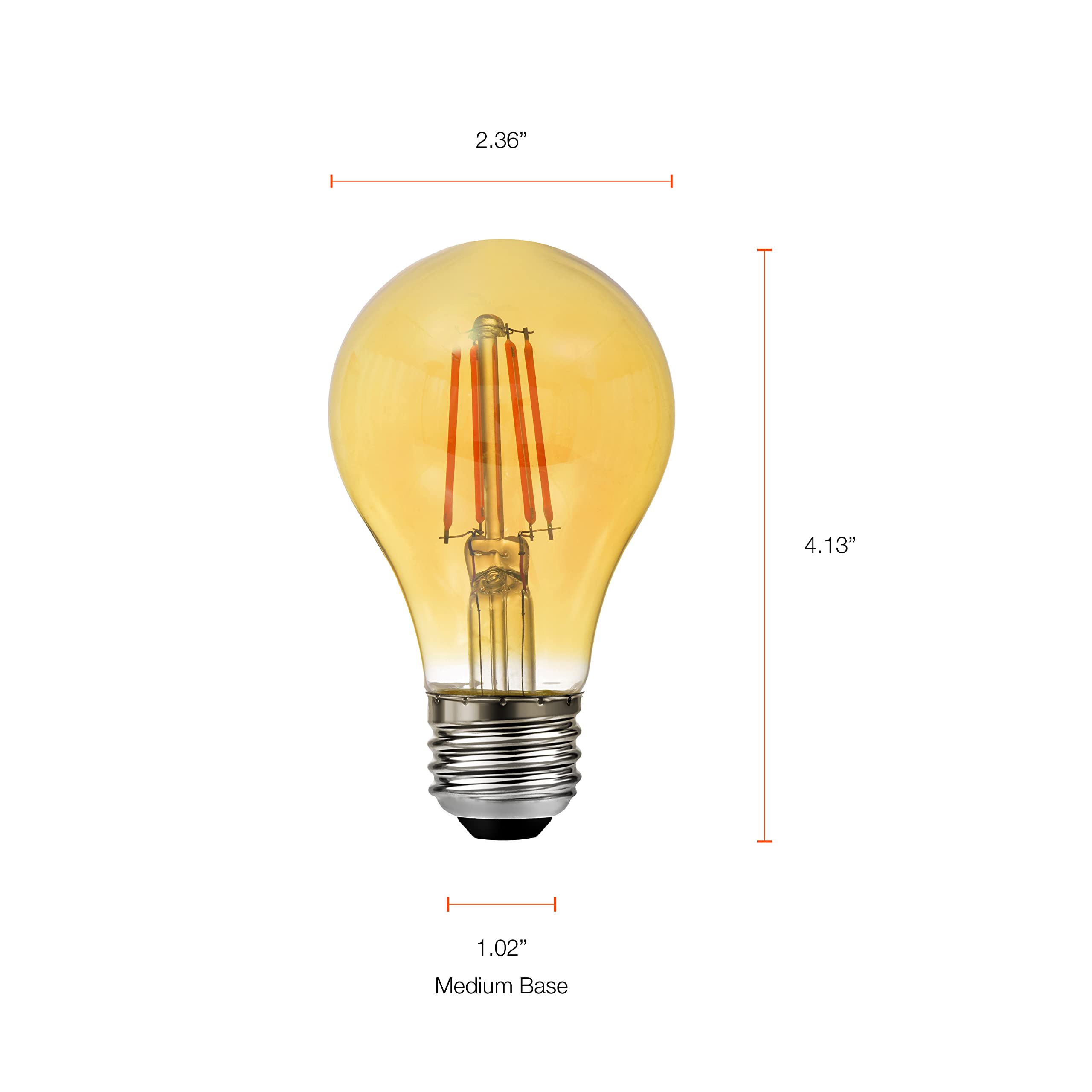 Sylvania LED Vintage A19 Light Bulb, 60W Equivalent Efficient 6.5W, 13 Year, Dimmable, 650 Lumens, Amber Glow - 1 Pack (75349) - Image 7