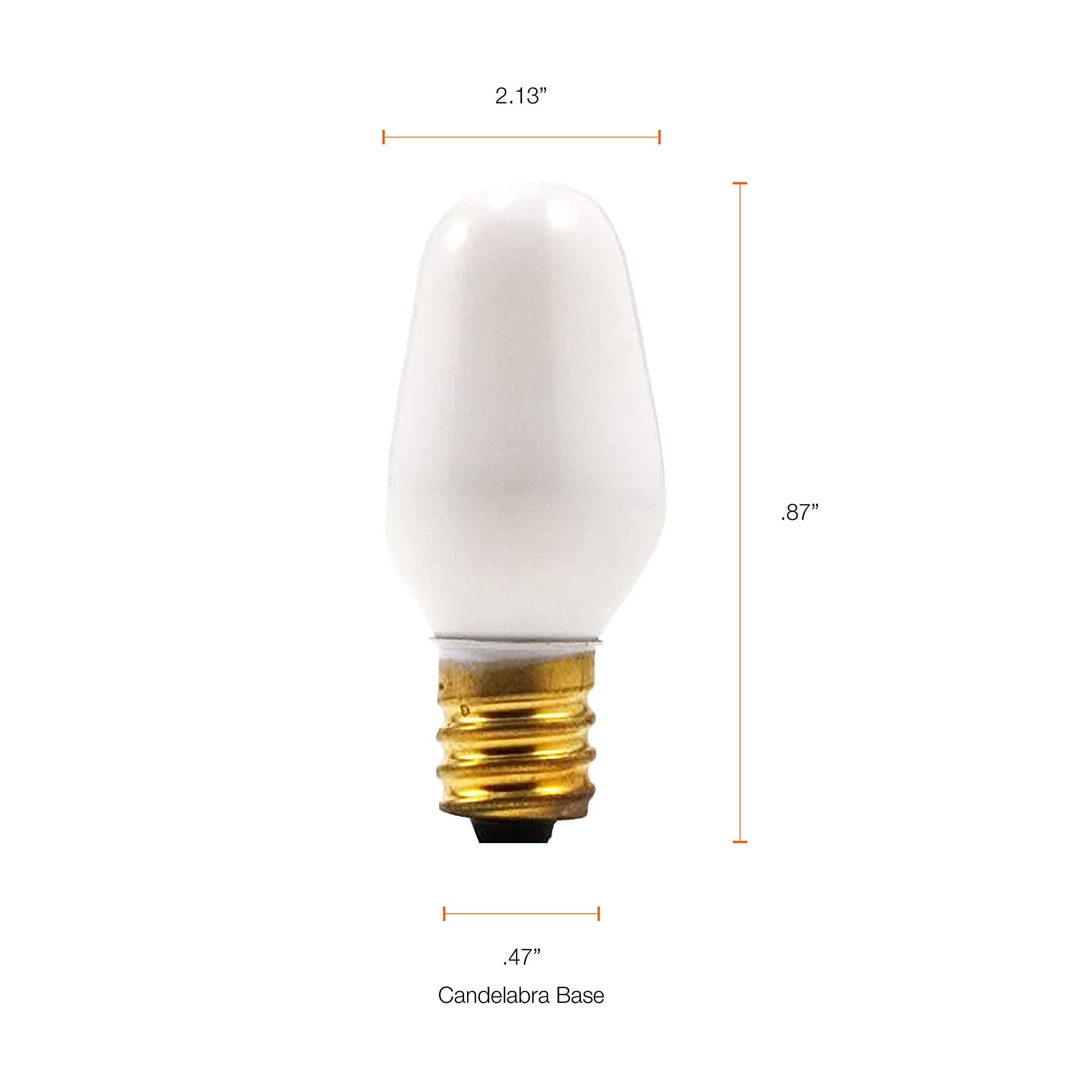 Sylvania Incandescent 4W C7 Night Light Bulb, E12 Candelabra Base, 15 Lumens, Frosted Finish, 2850K, White - 4 Pack (13553) - Image 7