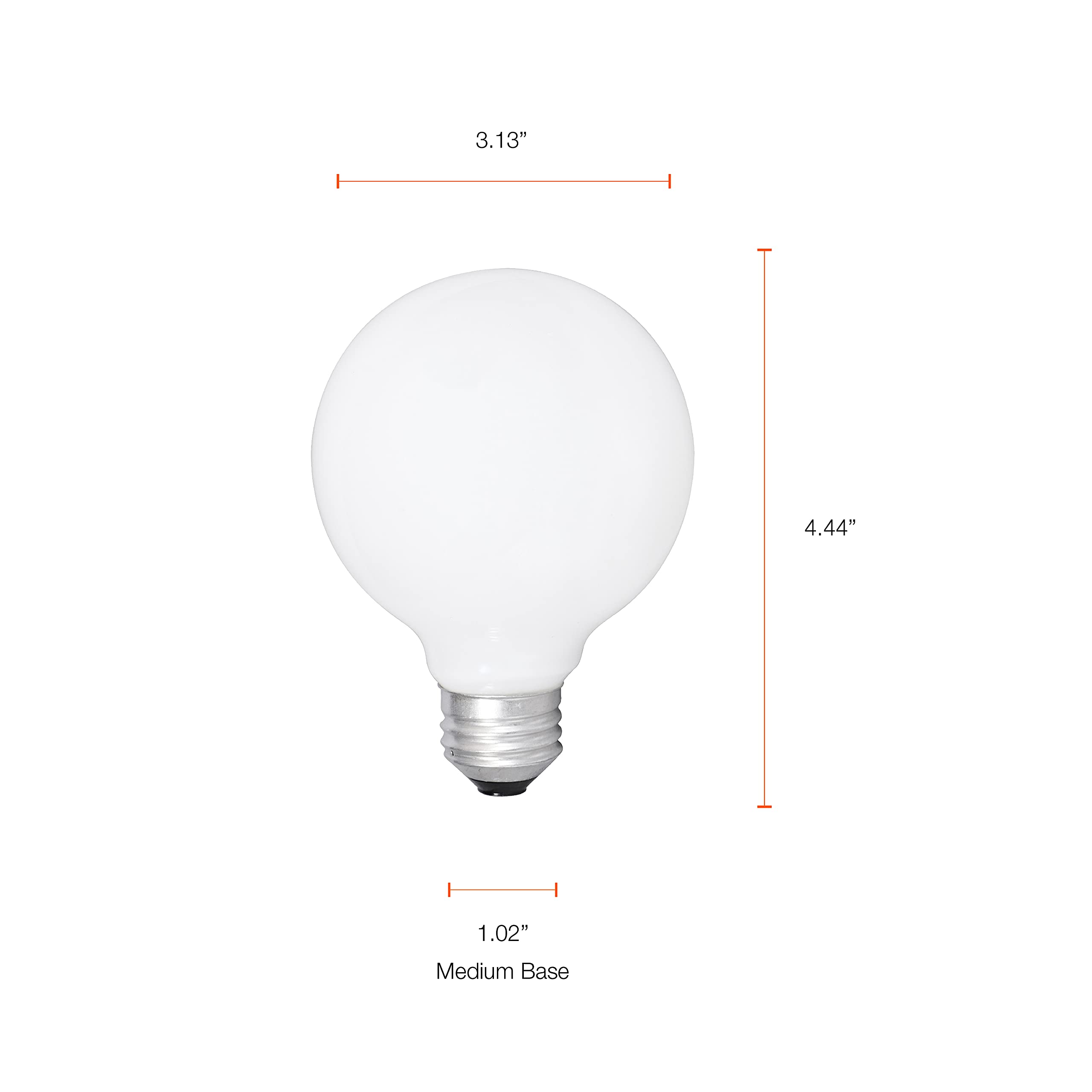 Sylvania Incandescent Double Life Décor Globe Light Bulb, 40W, G25, Medium Base, 265 Lumens, Frosted, 2850K, Soft White - 3 Pack (15345) - Image 6