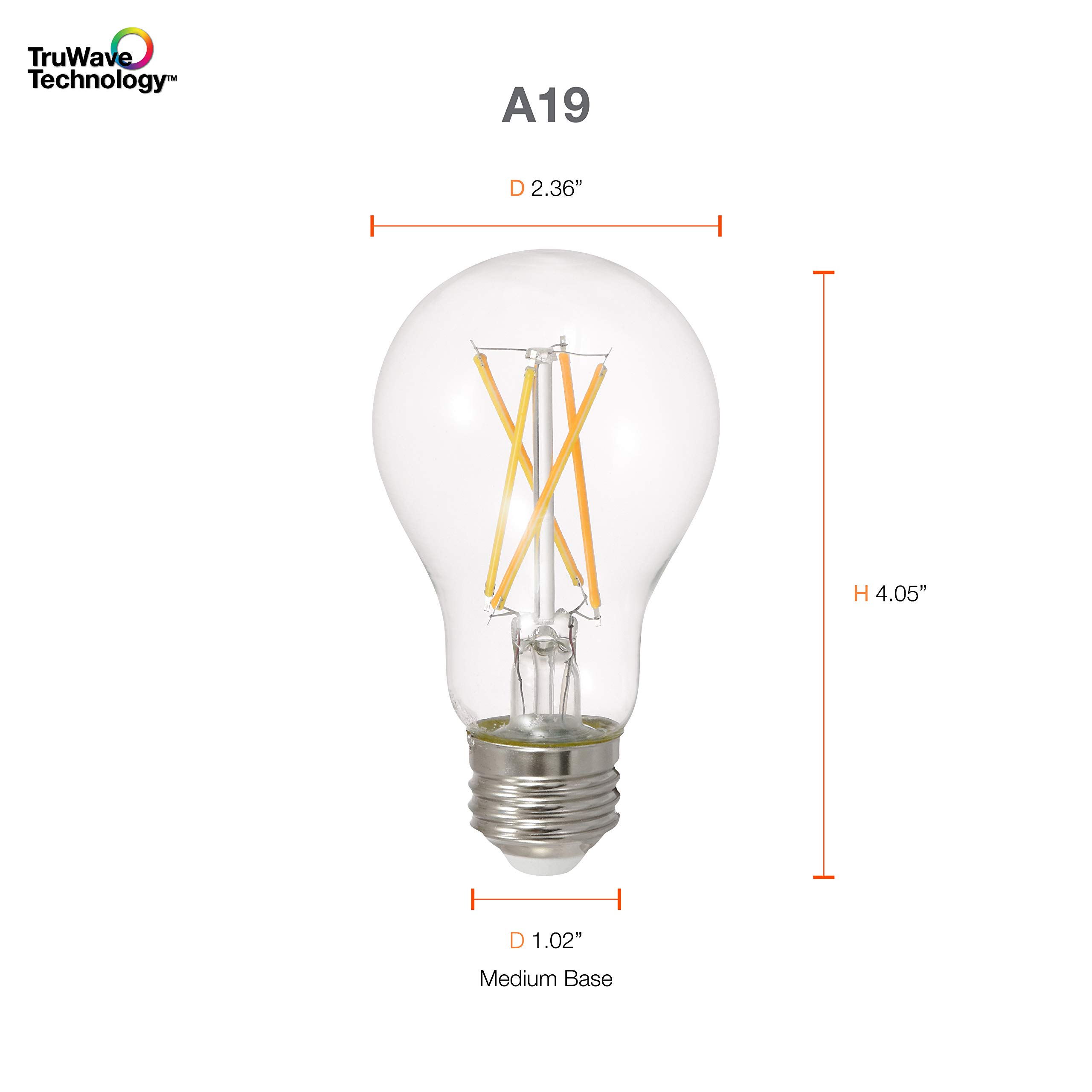 SYLVANIA Led Truwave Natural Series A19 Light Bulb, 60W Equivalent, Efficient 8W, Dimmable, Medium Base, 800 Lumens, Clear, 2700K, Soft White - 16 Pack (40804) - Image 7