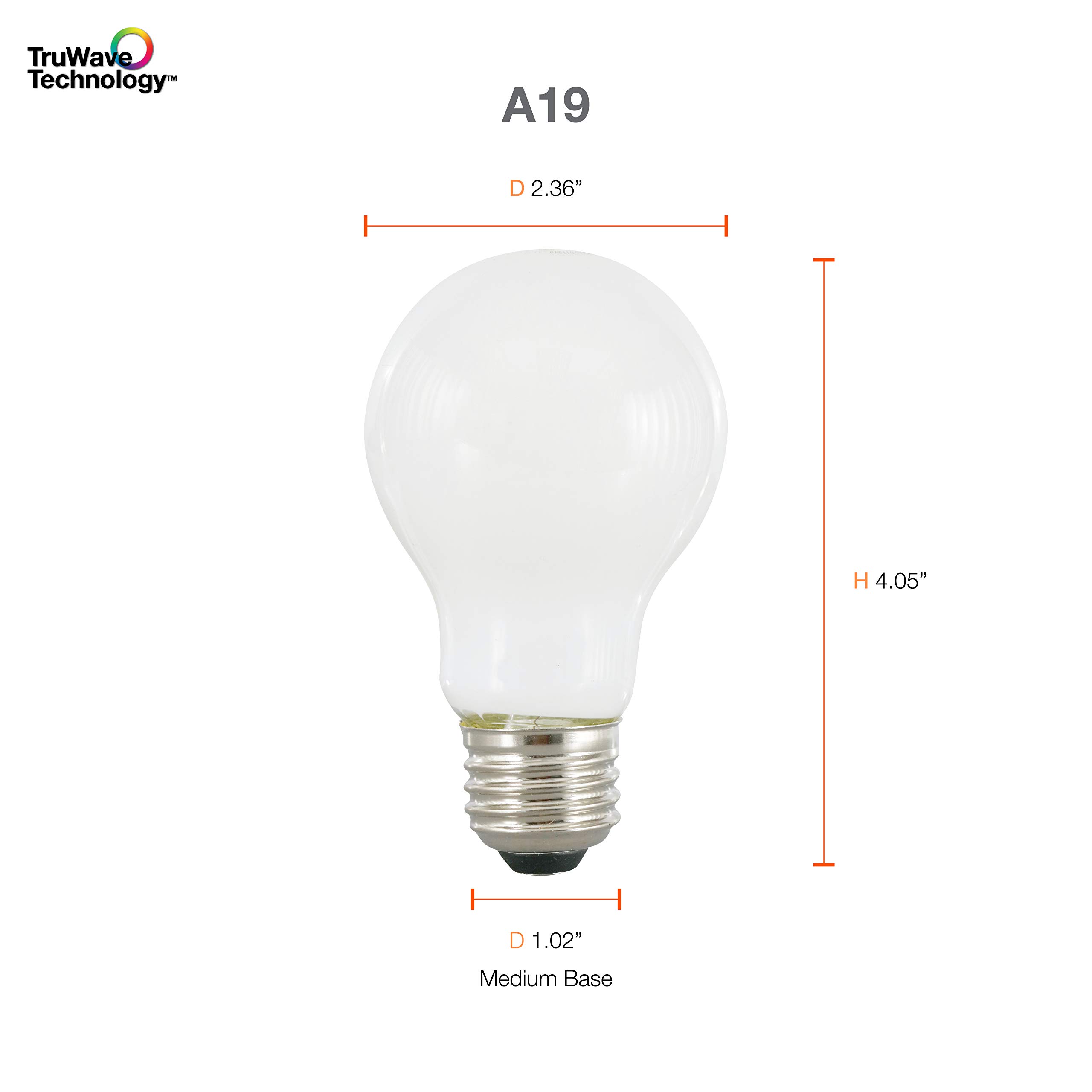 SYLVANIA LED TruWave Natural Series A19 Light Bulb, 60W Equivalent, Efficient 8W, Dimmable, 800 Lumens, Frosted, 5000K, Daylight - 6 Pack (40815) - Image 7
