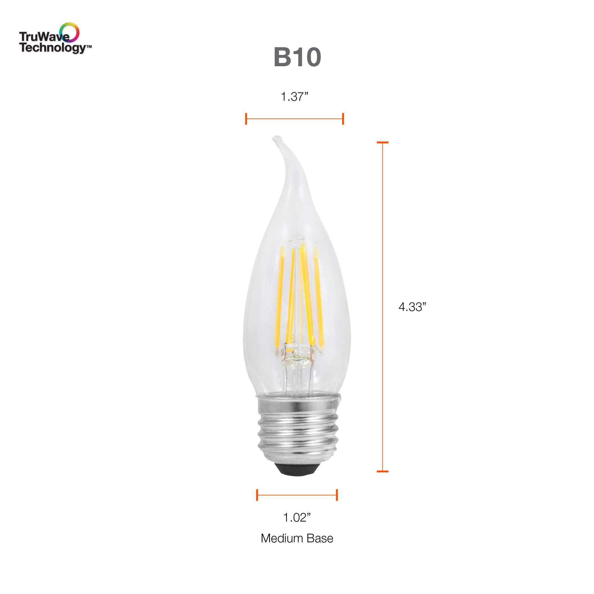 Sylvania LED TruWave Natural Series Candelabra Light Bulb, 60W Soft White Medium Base, Dimmable, Clear, Candle Tip - 2 Pack - Image 8
