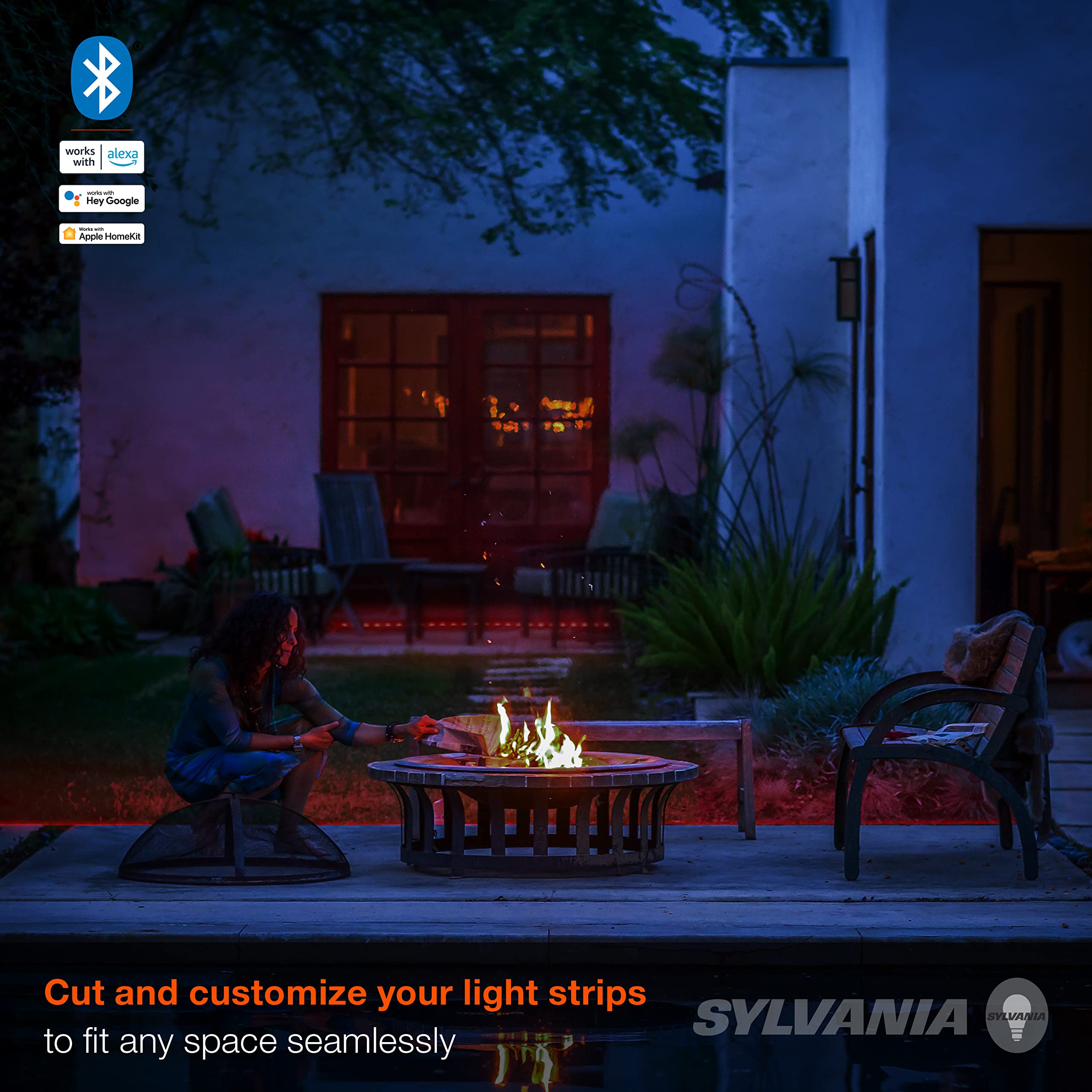 SYLVANIA Smart 16.4 ft Bluetooth Mesh LED Flex Light Strip Outdoor Starter Kit for Alexa/Google/Apple HomeKit, RGBTW Full Color, Dimmable, Accessories Included, Outdoor Rated - 1 Pack (75777) - Image 6