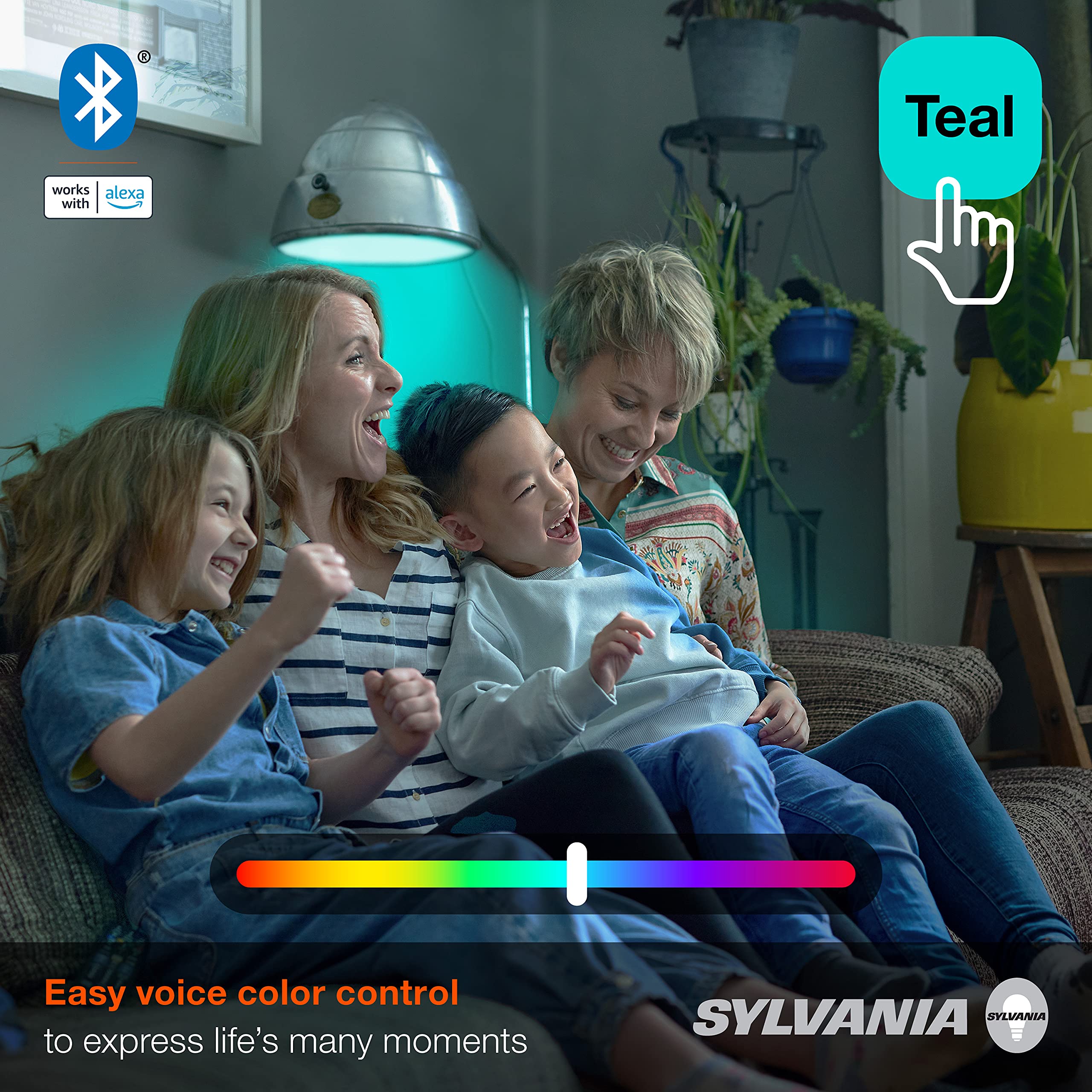 Sylvania Smart+ Bluetooth Mesh 60W Equivalent A19 LED Light Bulb, Full Color and Dimmable White, Compatible with Alexa, 2 Pack - Image 3
