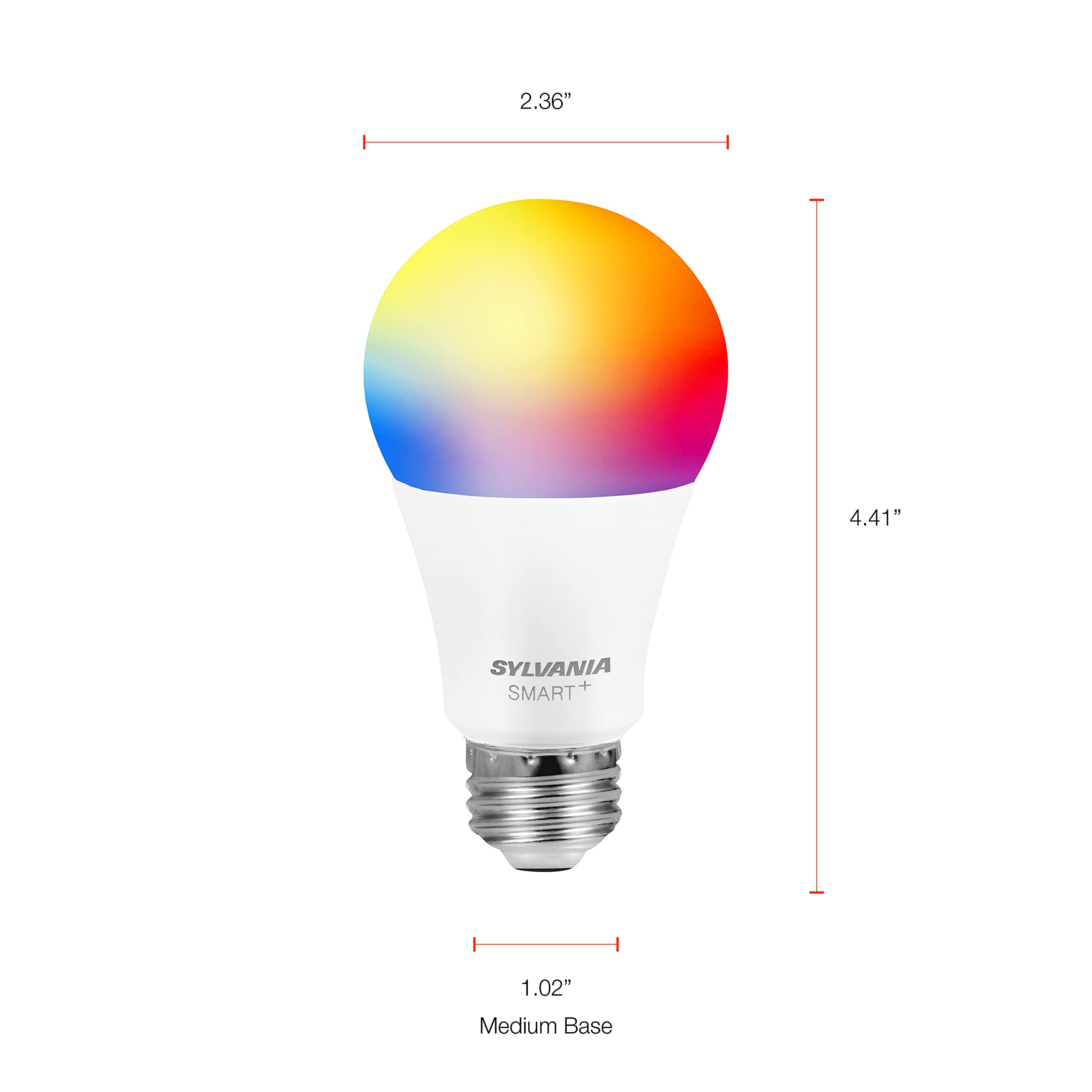 Sylvania Smart+ Bluetooth Mesh 60W Equivalent A19 LED Light Bulb, Full Color and Dimmable White, Compatible with Alexa, 2 Pack - Image 6