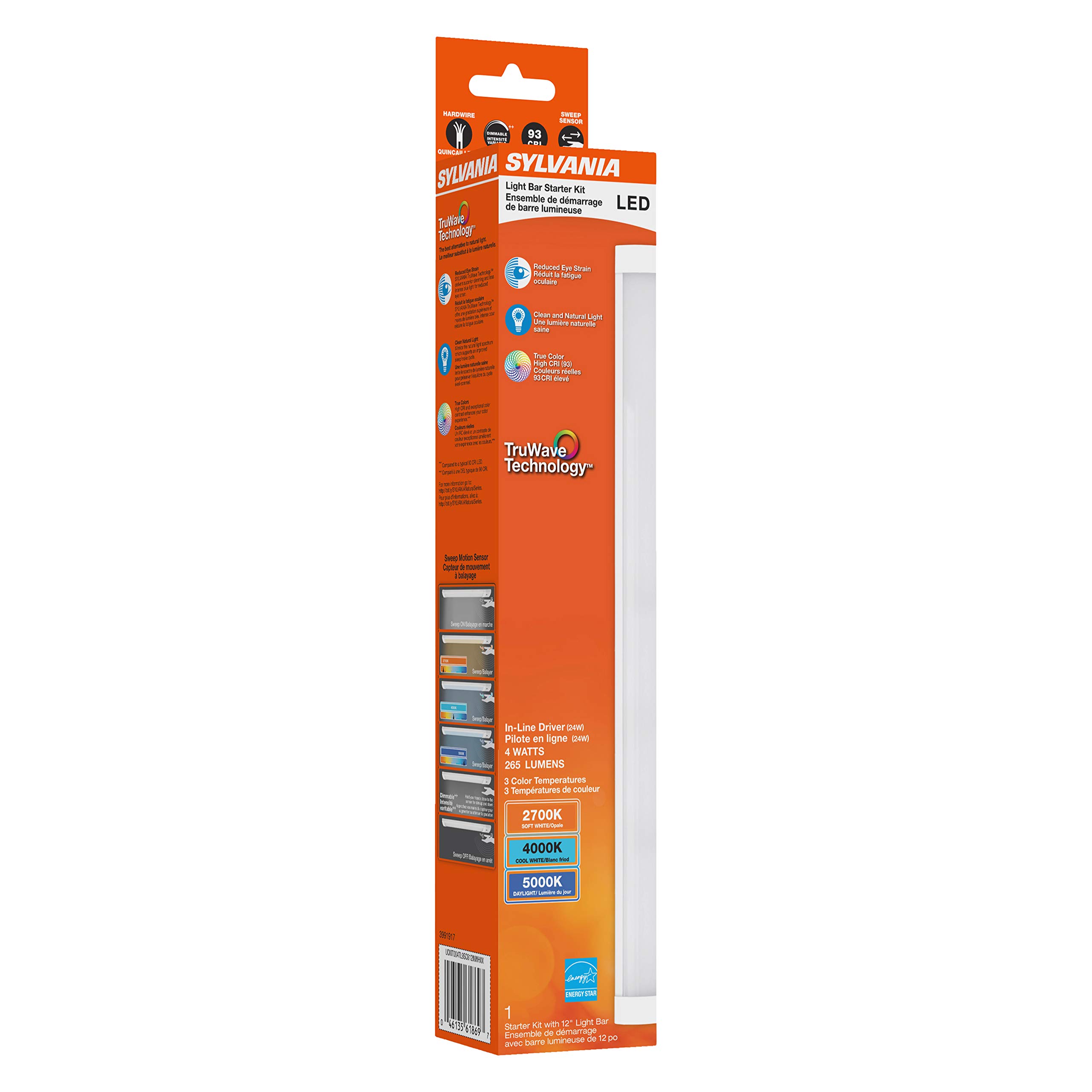 Sylvania TruWave Natural Series 3-Way Selectable 12" LED Under Cabinet Light Starter Kit, Soft / Cool / Daylight, Hardwire - 1 Pack - Image 3