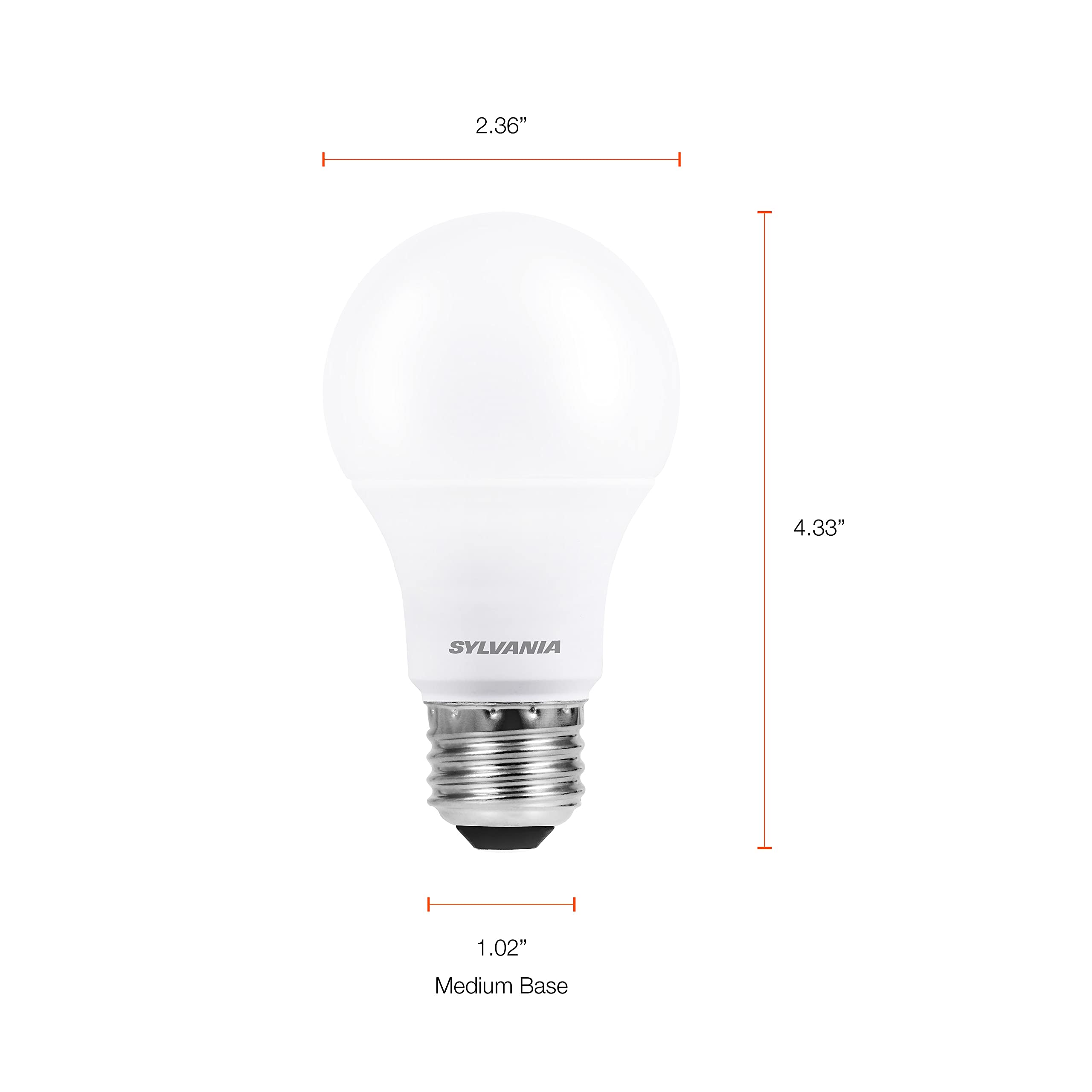 Sylvania Ultra LED Light Bulb, 60W Equivalent A19, Efficient 9W, Medium Base, Dimmable, Frosted Finish, 800 Lumens, Bright White - 4 Pack (78038) - Image 6