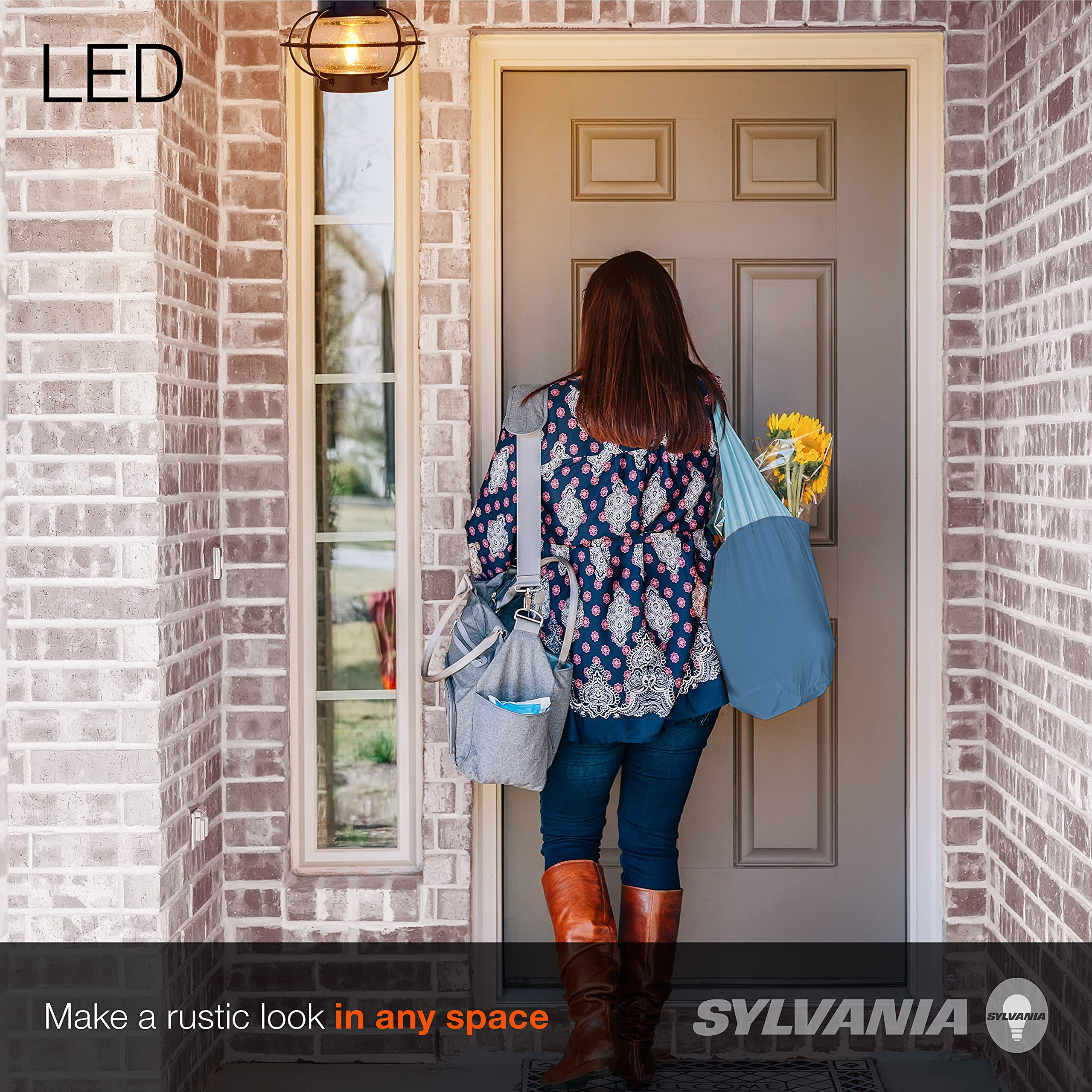Sylvania Vintage Essex Cage Light Fixture, Semi-Flush Mount with 1 60W LED Dimmable Bulb Included, Dimmable (75515), Antique Black - Image 4