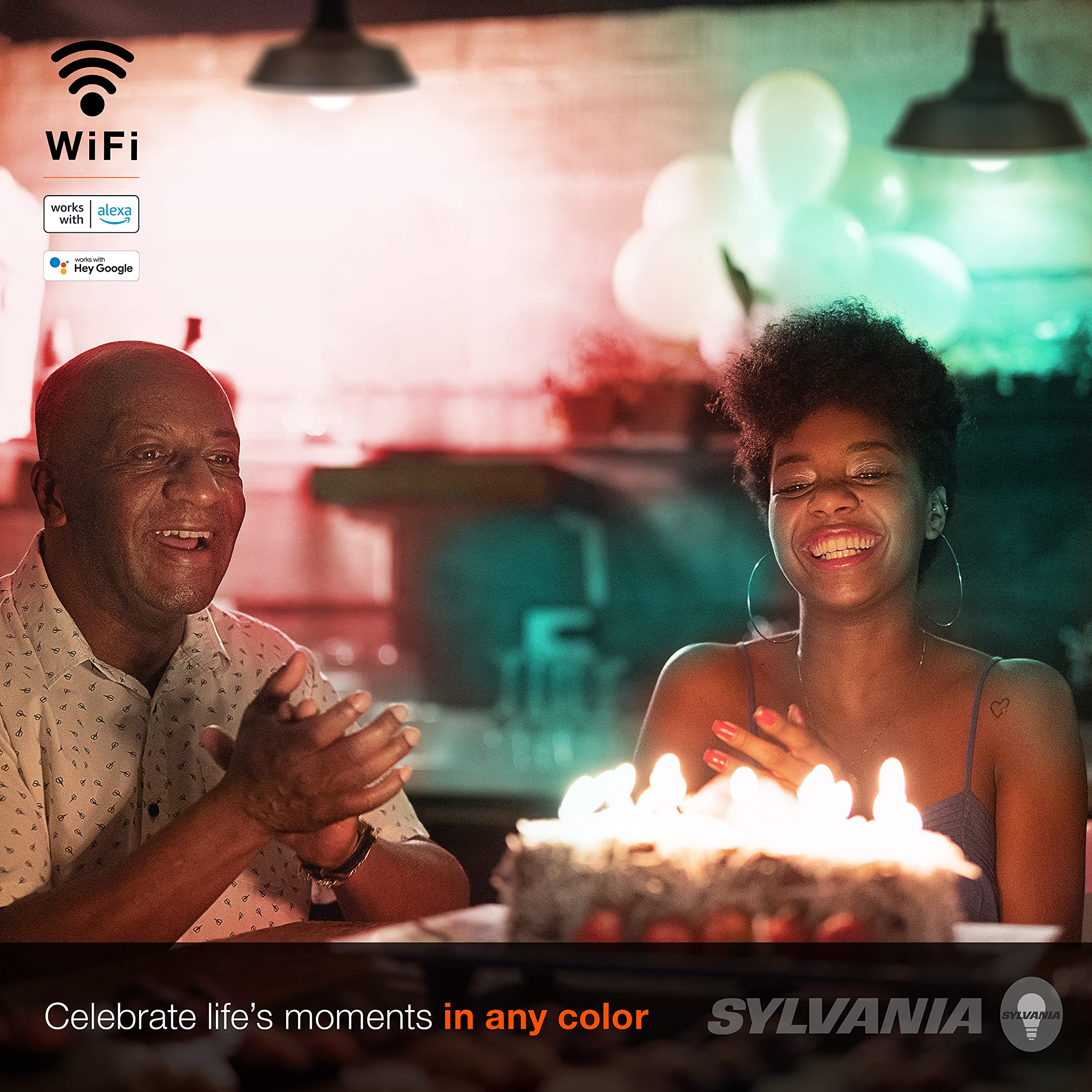 SYLVANIA Wifi LED Smart Light Bulb, 60W Equivalent Full Color and Tunable White A19, Dimmable, Compatible with Alexa and Google Home Only - 4 Pack (75674) - Image 4