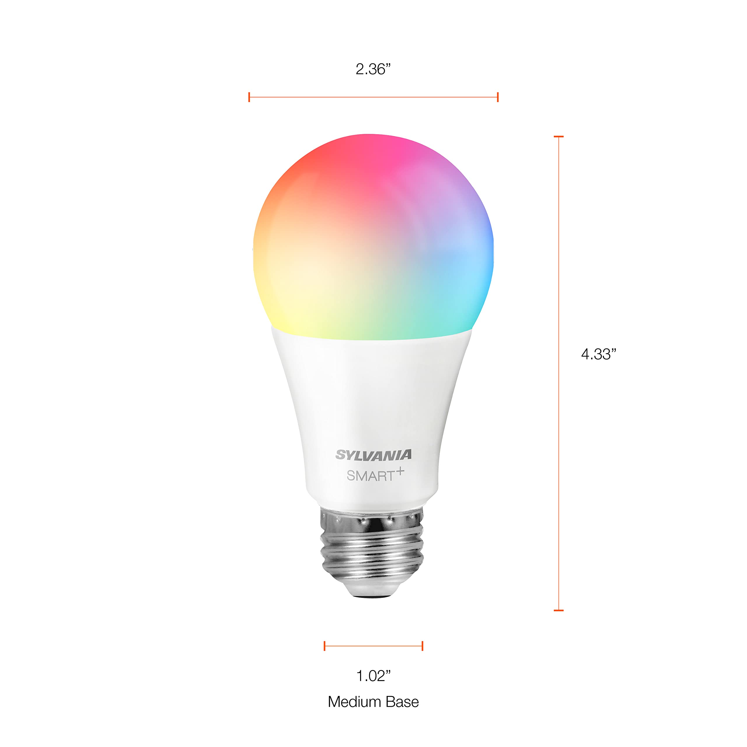 SYLVANIA Wifi LED Smart Light Bulb, 60W Equivalent Full Color and Tunable White A19, Dimmable, Compatible with Alexa and Google Home Only - 4 Pack (75674) - Image 6