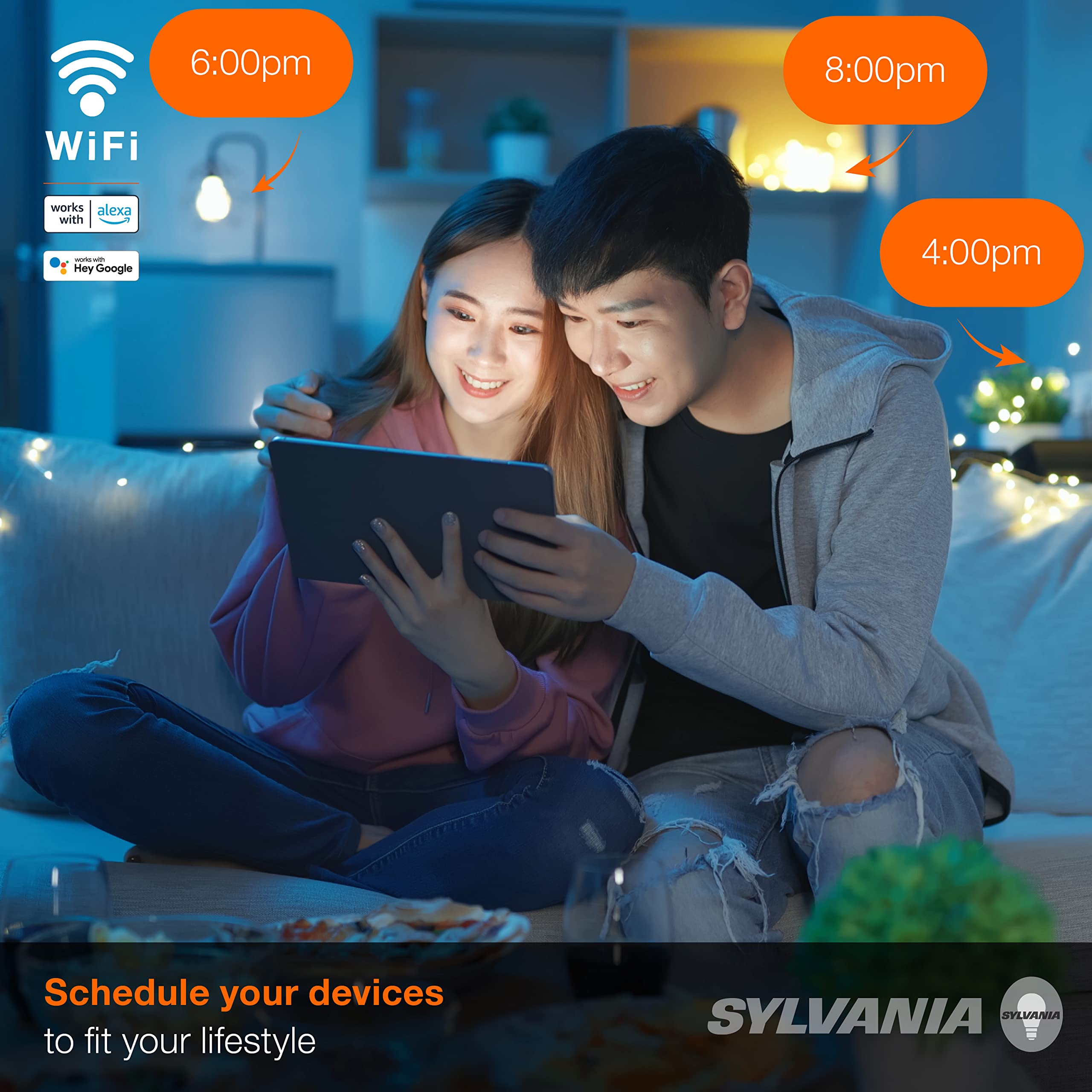 Sylvania WiFi Smart Plug, Voice Control, Compatible with Alexa and Google Home, Timer, On/Off, White - 4 Pack (75703) - Image 6